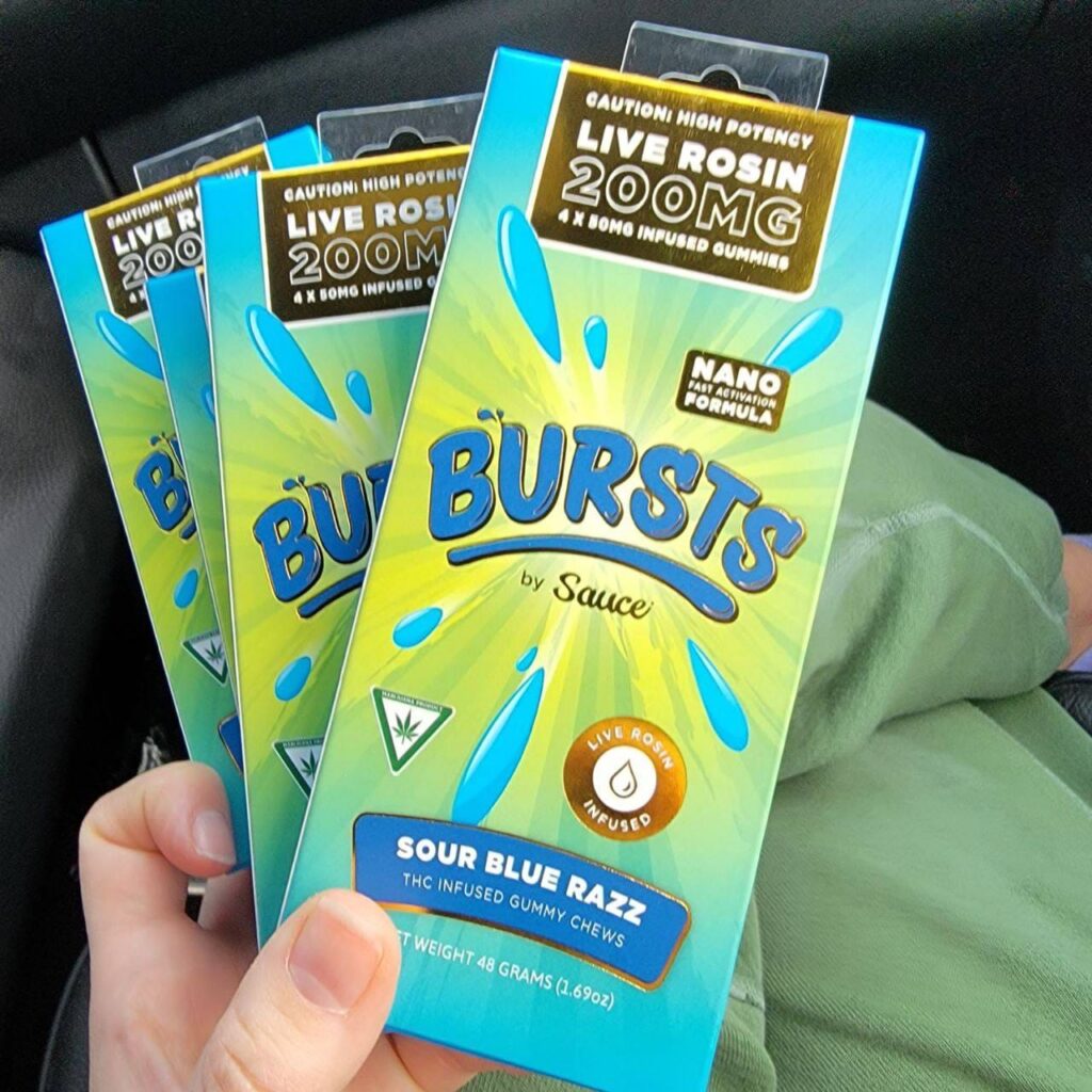 Bursts | Sour Blue Razz | Live Rosin Gummies – 200mg – vapeworldonline.com